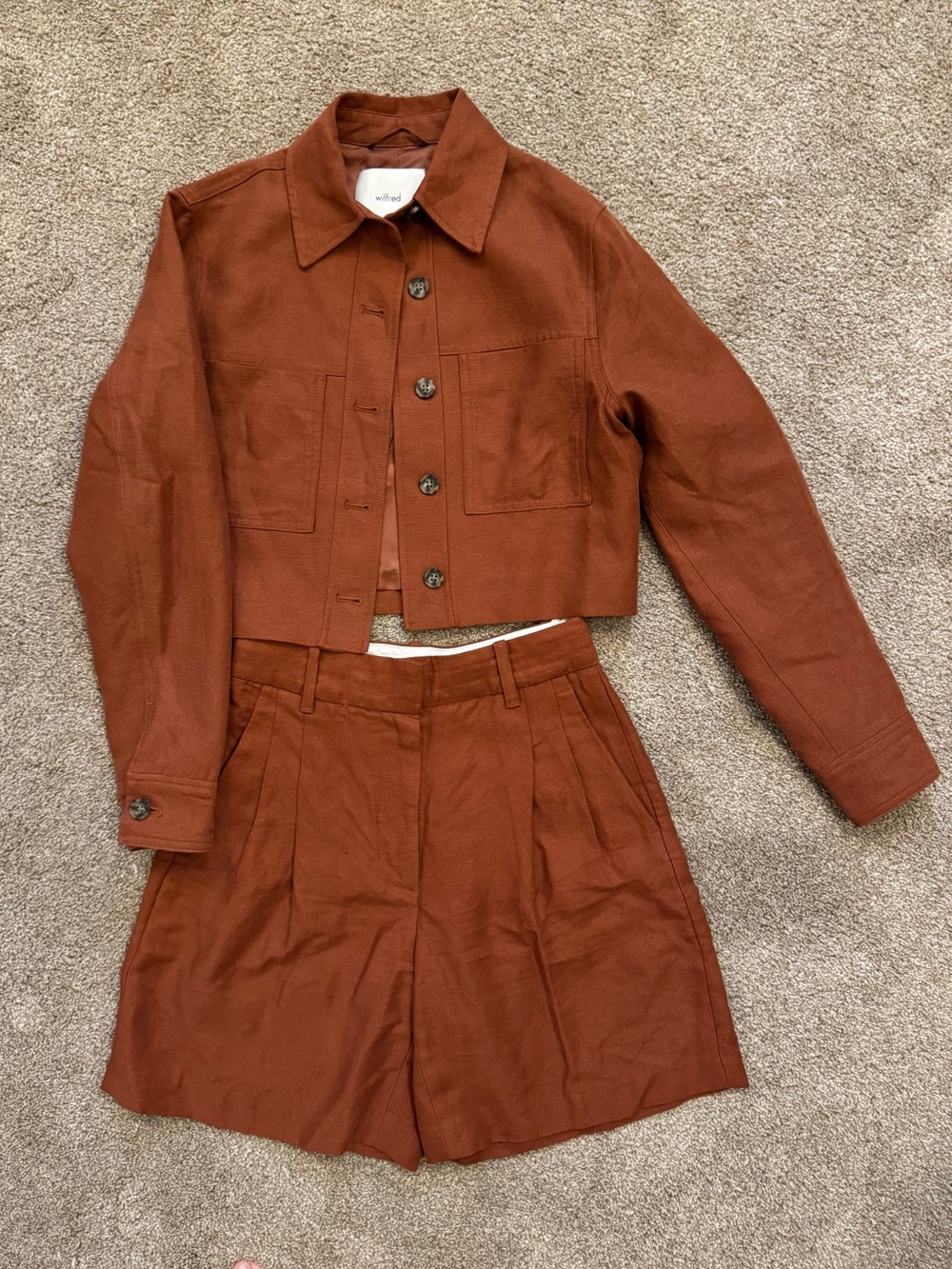 Aritzia Linen Crop Jacket & High-Waist Shorts Set